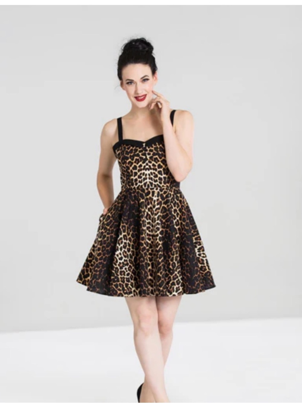Hell Bunny Leopard-Print Fit & Flare Mini Dress - NEVER WORN